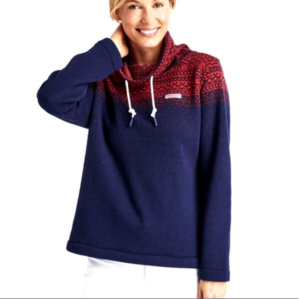 Vineyard Vines Fair Isle Sweater Fleece Funnel Sz  XXS